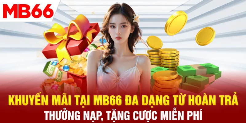 Khuyến mãi tại MB66 đa dạng từ hoàn trả, thưởng nạp, tặng cược miễn phí